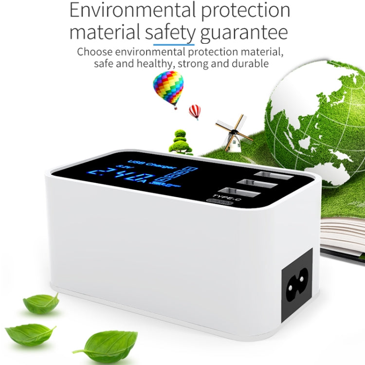 CDA30 20 W 3 porte USB + porte USB-C/Type-C Caricabatterie multifunzione con display LED, presa UK, UK Plug
