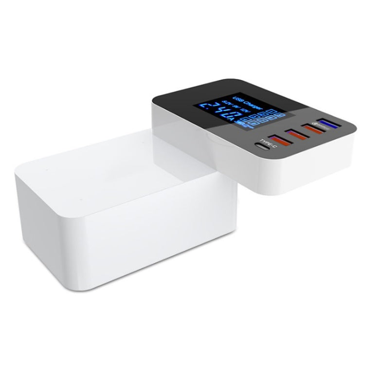CDA33Q USB 3.0 QC 40 W + 3 porte USB + porte USB-C/Type-C Caricabatterie multifunzione con display LED, presa UK, UK Plug