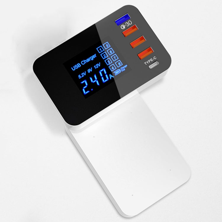 CDA33Q USB 3.0 QC 40 W + 3 porte USB + porte USB-C/Type-C Caricabatterie multifunzione con display LED, presa UK, UK Plug