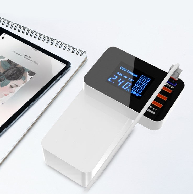 CDA33Q USB 3.0 QC 40 W + 3 porte USB + porte USB-C/Type-C Caricabatterie multifunzione con display LED, presa UK, UK Plug