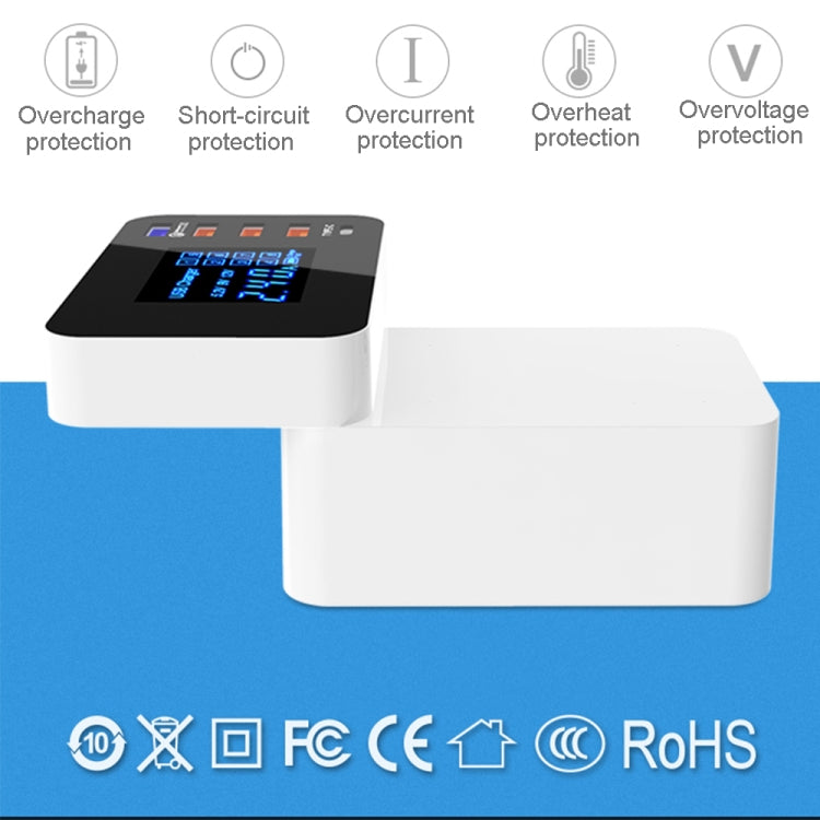 CDA33Q USB 3.0 QC 40 W + 3 porte USB + porte USB-C/Type-C Caricabatterie multifunzione con display LED, presa UK, UK Plug