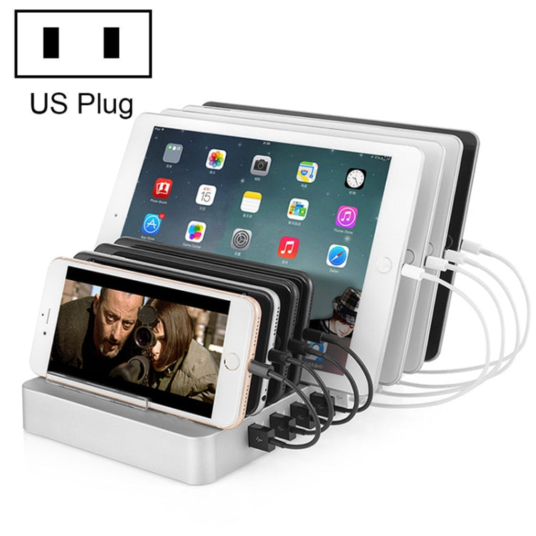 Caricabatterie intelligente X6 96W 2.4A 8 porte USB con cornice rimovibile, presa americana, US Plug Black, US Plug White