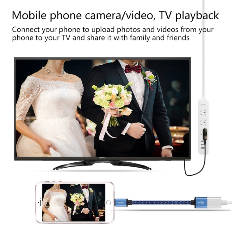 Onten 7562 Cavo adattatore USB femmina a HDMI da telefono a HDTV per iPhone / Android