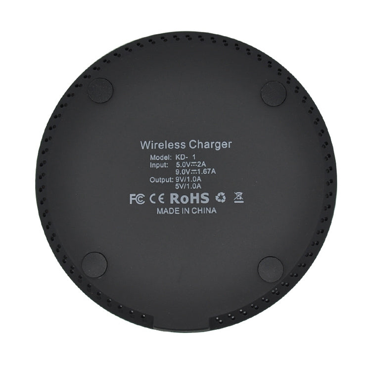 Caricabatterie wireless a ricarica rapida ultrasottile KD-1 da 10 W per telefoni Android e iPhone, Fast Charging, Black, Fast Charging, White