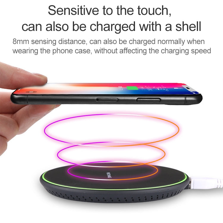 Caricabatterie wireless a ricarica rapida ultrasottile KD-1 da 10 W per telefoni Android e iPhone, Fast Charging, Black, Fast Charging, White