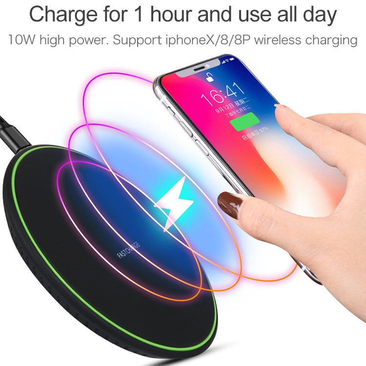 Caricabatterie wireless a ricarica rapida ultrasottile KD-1 da 10 W per telefoni Android e iPhone, Fast Charging, Black, Fast Charging, White