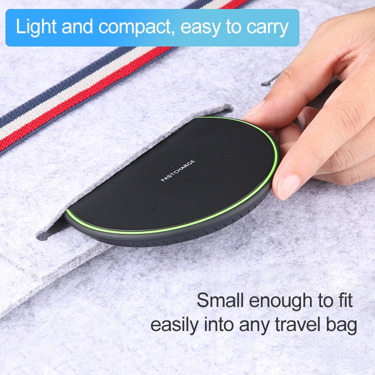 Caricabatterie wireless a ricarica rapida ultrasottile KD-1 da 10 W per telefoni Android e iPhone, Fast Charging, Black, Fast Charging, White