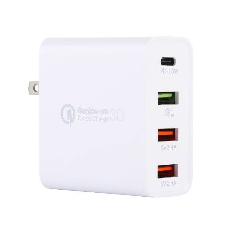 Set caricabatterie da viaggio A3 PD 18W USB-C / Type-C + QC3.0 USB + doppia interfaccia USB, presa USA / presa EU / presa UK