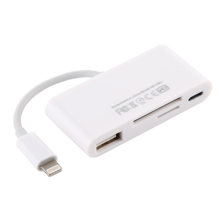 NK-108L Adattatore per lettore di fotocamere da 8 pin a USB + scheda TF + scheda SD, compatibile con sistemi IOS 9.1 e versioni successive, NK-108L