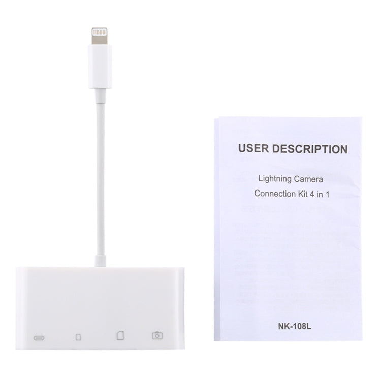 NK-108L Adattatore per lettore di fotocamere da 8 pin a USB + scheda TF + scheda SD, compatibile con sistemi IOS 9.1 e versioni successive, NK-108L