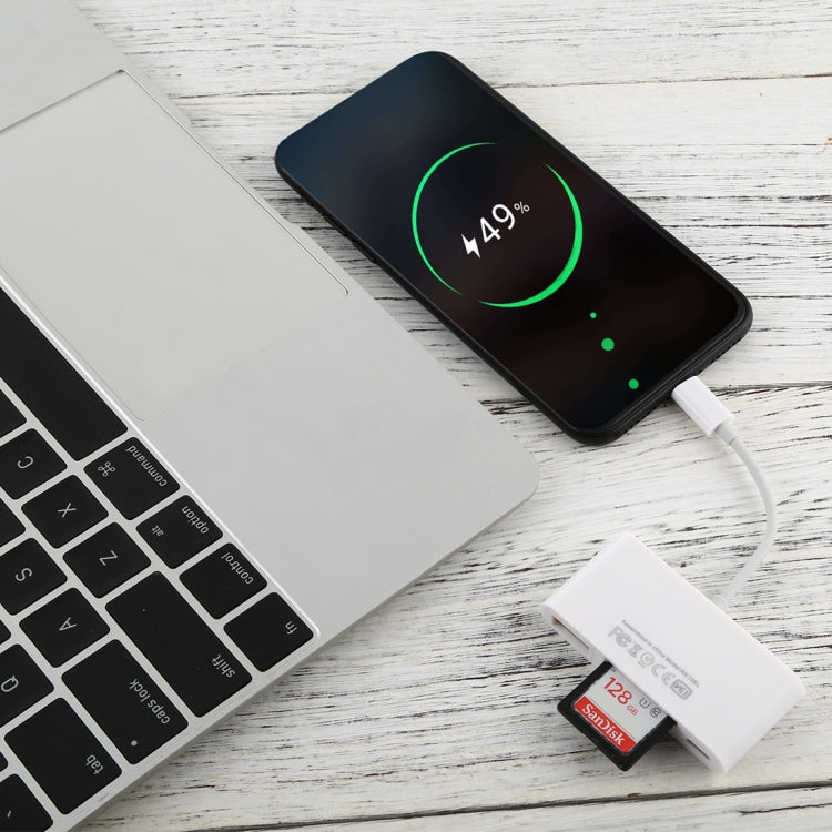 NK-108L Adattatore per lettore di fotocamere da 8 pin a USB + scheda TF + scheda SD, compatibile con sistemi IOS 9.1 e versioni successive, NK-108L