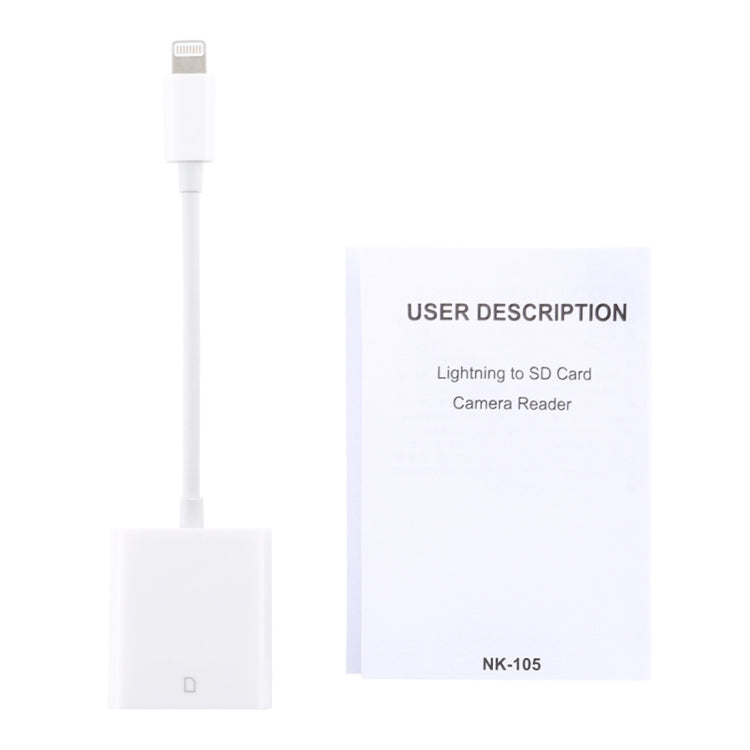 Adattatore per lettore di fotocamere da 8 pin a scheda SD NK105, compatibile con i sistemi IOS 9.1 e versioni successive, NK105