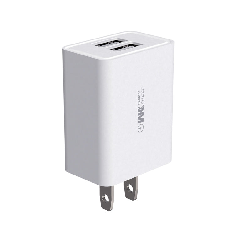 Adattatore di alimentazione per caricabatterie da viaggio a ricarica rapida Dual USB WK WP-U56 2A, presa americana, US Plug