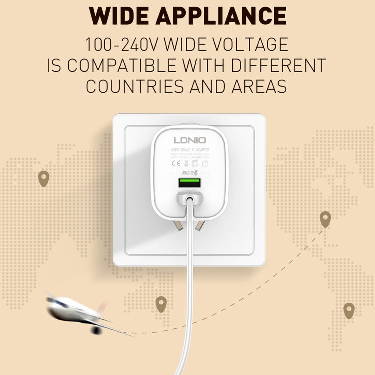 LDNIO A201 2.4A Caricatore adattatore per telefono cellulare con ricarica diretta doppia testa USB da viaggio con cavo dati micro USB, Micro USB