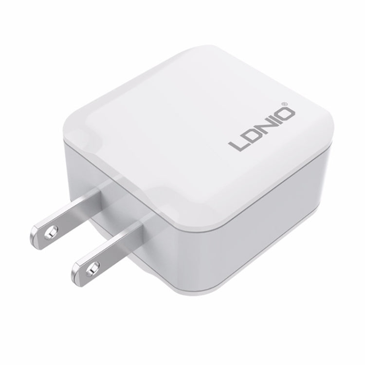LDNIO A2201 Caricatore adattatore per telefono cellulare con ricarica diretta doppia USB 2.4A con cavo dati a 8 pin, 8 Pin