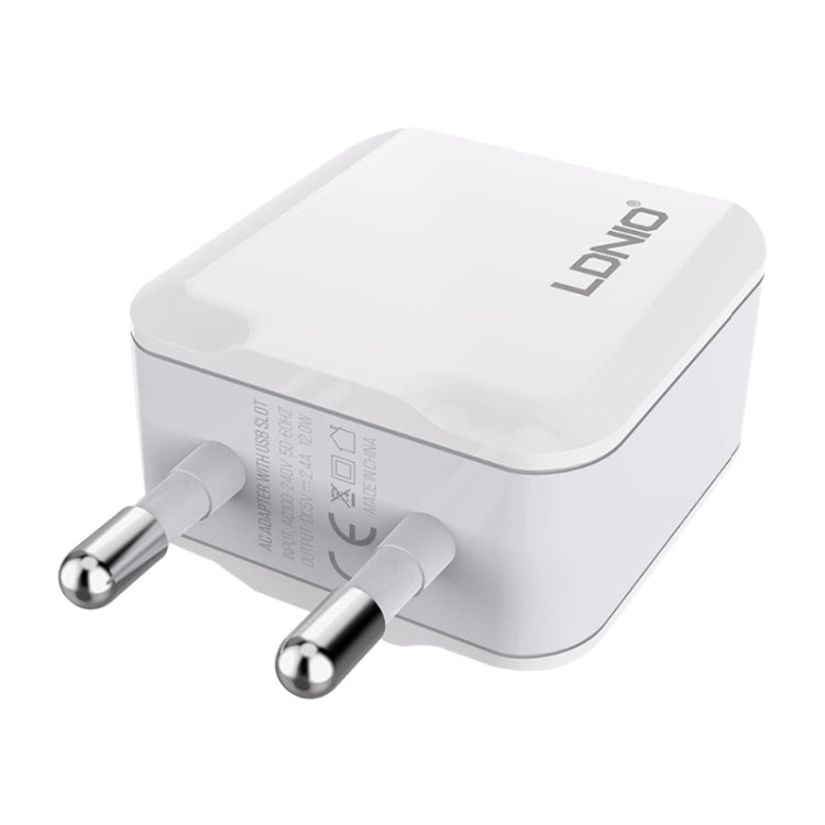 LDNIO A2201 Caricatore adattatore per telefono cellulare con ricarica diretta doppia USB 2.4A con cavo micro dati, Micro