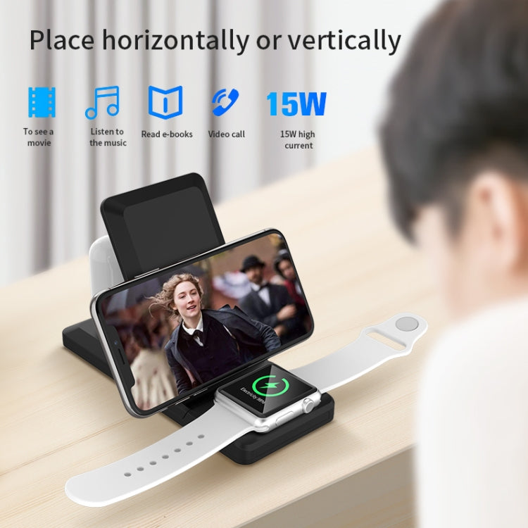 Caricabatterie wireless pieghevole portatile H6 3 in 1 per iPhone + iWatch + AirPods