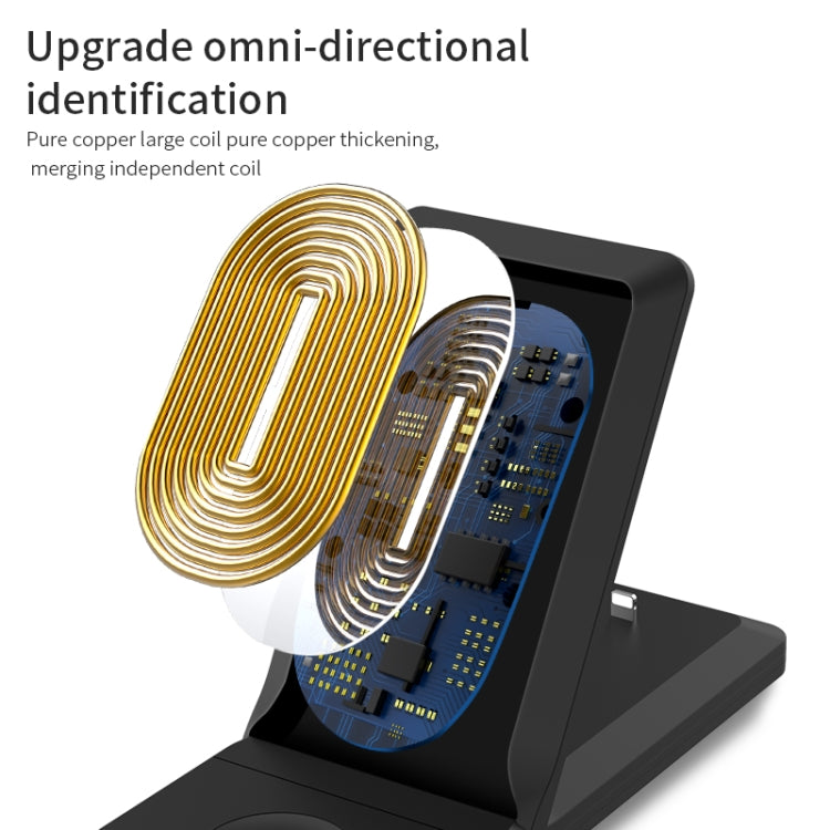 Caricabatterie wireless pieghevole portatile H6 3 in 1 per iPhone + iWatch + AirPods