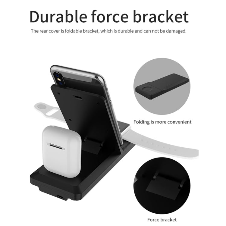 Caricabatterie wireless pieghevole portatile H6 3 in 1 per iPhone + iWatch + AirPods