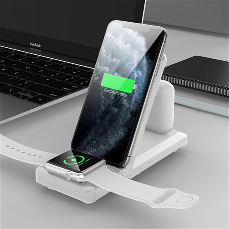 Caricabatterie wireless pieghevole portatile H6 3 in 1 per iPhone + iWatch + AirPods