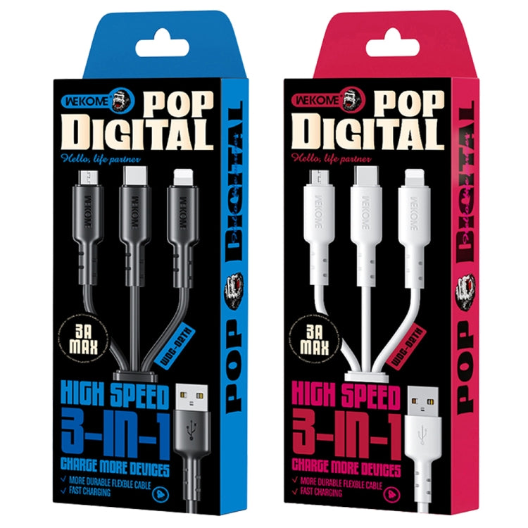 WEKOME WDC-02 Tidal Energy Series 3A USB a 8 Pin+Type-C+Micro USB 3 in 1 Cavo dati in PVC, Lunghezza: 1,2 m