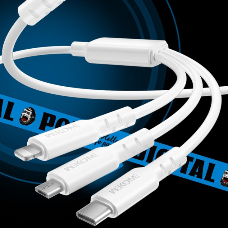 WEKOME WDC-02 Tidal Energy Series 3A USB a 8 Pin+Type-C+Micro USB 3 in 1 Cavo dati in PVC, Lunghezza: 1,2 m