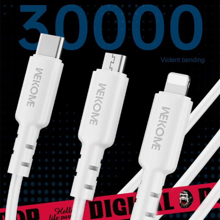 WEKOME WDC-02 Tidal Energy Series 3A USB a 8 Pin+Type-C+Micro USB 3 in 1 Cavo dati in PVC, Lunghezza: 1,2 m