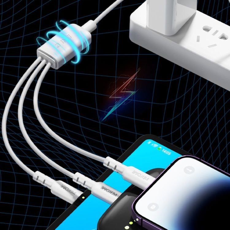 WEKOME WDC-02 Tidal Energy Series 3A USB a 8 Pin+Type-C+Micro USB 3 in 1 Cavo dati in PVC, Lunghezza: 1,2 m