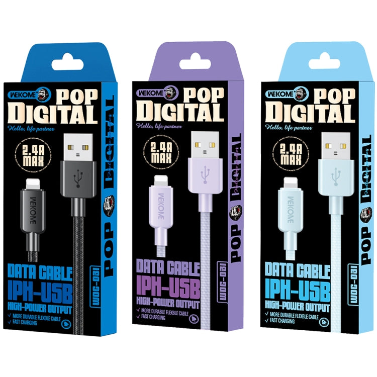 WEKOME WDC-03 Tidal Energy Series 2.4A Cavo dati intrecciato da USB a 8 pin, lunghezza: 1 m, USB to 8 Pin