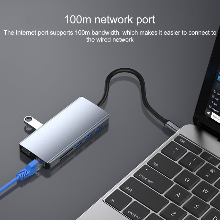 RJ45 12 in 1 + PD da 100 W + SD/TF + USB 3.0x5+ HDMI + VGA + adattatore HUB da 3,5 mm ad AUX di tipo C, 12 in 1