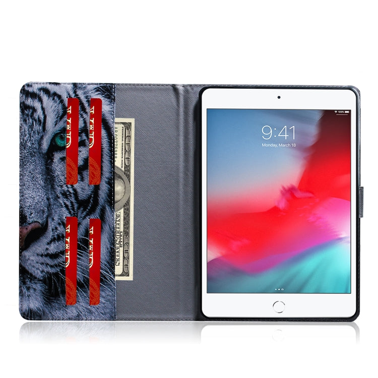 Custodia in pelle con chiusura orizzontale modello tigre per iPad Mini (2019) / 4/3/2/1, con supporto, slot per carte e portafoglio, For iPad Mini (2019) / 4 / 3 / 2 / 1
