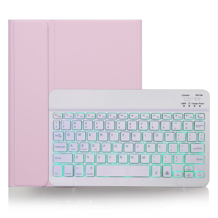 X-11BS Custodia tablet staccabile con tastiera Bluetooth in pelle tinta unita per iPad Pro 11 pollici 2020/2018, con slot per penna e retroilluminazione, White Keyboard