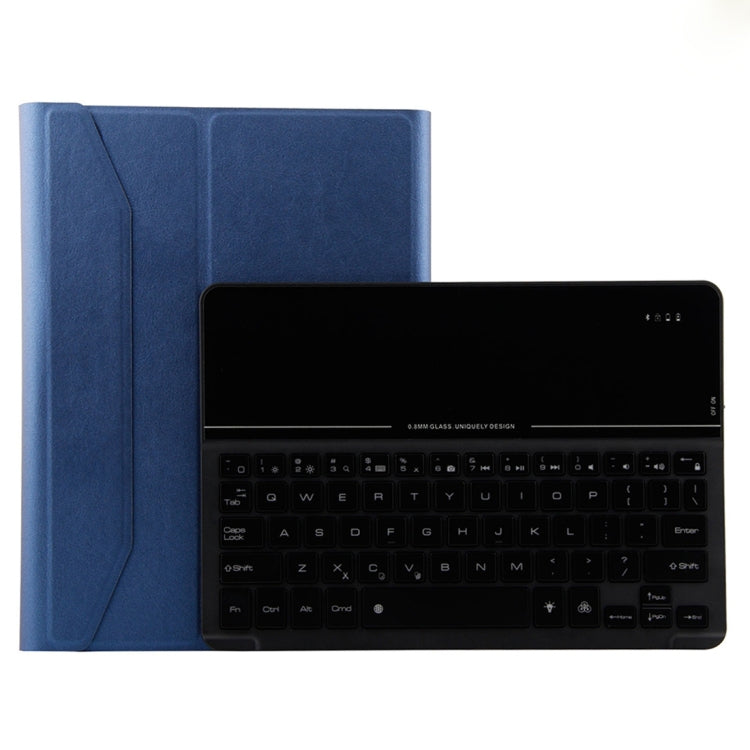 FT2068D Per iPad Air 2 e Air 1 / Pro 9,7 pollici e iPad 2017 e iPad 2018 Versione retroilluminata Texture pelle di agnello Custodia staccabile per tablet in pelle con tastiera Bluetooth in vetro temperato con slot per penna e funzione di supporto
