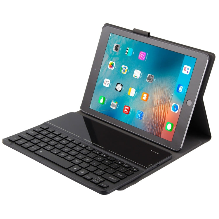 FT2068D Per iPad Air 2 e Air 1 / Pro 9,7 pollici e iPad 2017 e iPad 2018 Versione retroilluminata Texture pelle di agnello Custodia staccabile per tablet in pelle con tastiera Bluetooth in vetro temperato con slot per penna e funzione di supporto