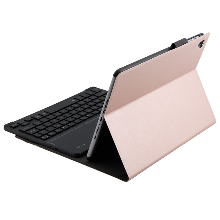 FT2068D Per iPad Air 2 e Air 1 / Pro 9,7 pollici e iPad 2017 e iPad 2018 Versione retroilluminata Texture pelle di agnello Custodia staccabile per tablet in pelle con tastiera Bluetooth in vetro temperato con slot per penna e funzione di supporto