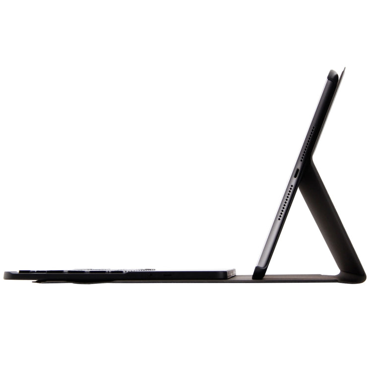 FT2068D Per iPad Air 2 e Air 1 / Pro 9,7 pollici e iPad 2017 e iPad 2018 Versione retroilluminata Texture pelle di agnello Custodia staccabile per tablet in pelle con tastiera Bluetooth in vetro temperato con slot per penna e funzione di supporto