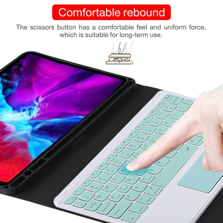 TG11BC Custodia tablet staccabile in pelle microfibra Bluetooth con tastiera verde per iPad Pro 11 pollici (2020), con touchpad, slot per penna e supporto, Green Keyboard