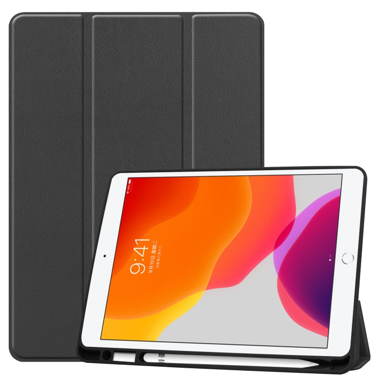 Per iPad 10.2 2021/2020/2019 Custer Texture Custodia in pelle Smart TPU con vibrazione orizzontale con funzione di sonno/sveglia e supporto triplo pieghevole e slot per penna, For iPad 10.2