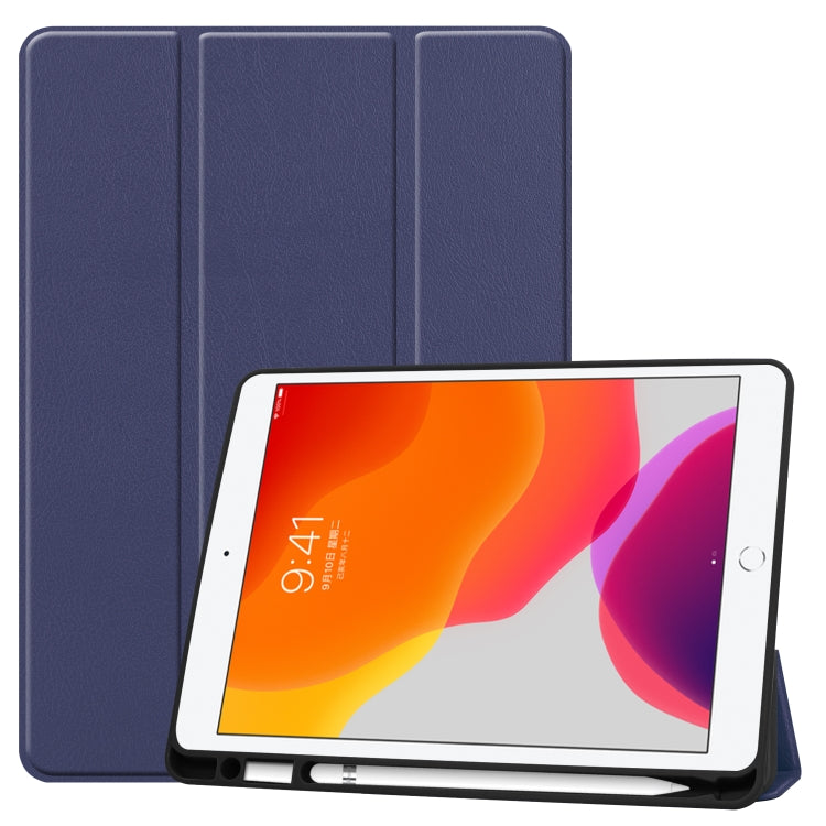 Per iPad 10.2 2021/2020/2019 Custer Texture Custodia in pelle Smart TPU con vibrazione orizzontale con funzione di sonno/sveglia e supporto triplo pieghevole e slot per penna, For iPad 10.2