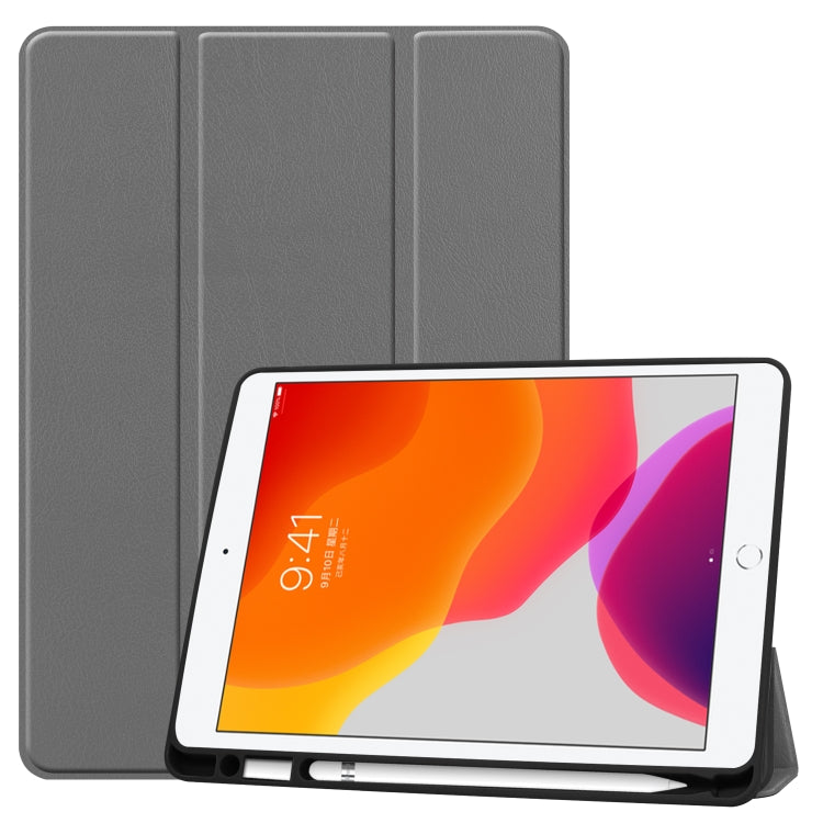 Per iPad 10.2 2021/2020/2019 Custer Texture Custodia in pelle Smart TPU con vibrazione orizzontale con funzione di sonno/sveglia e supporto triplo pieghevole e slot per penna, For iPad 10.2