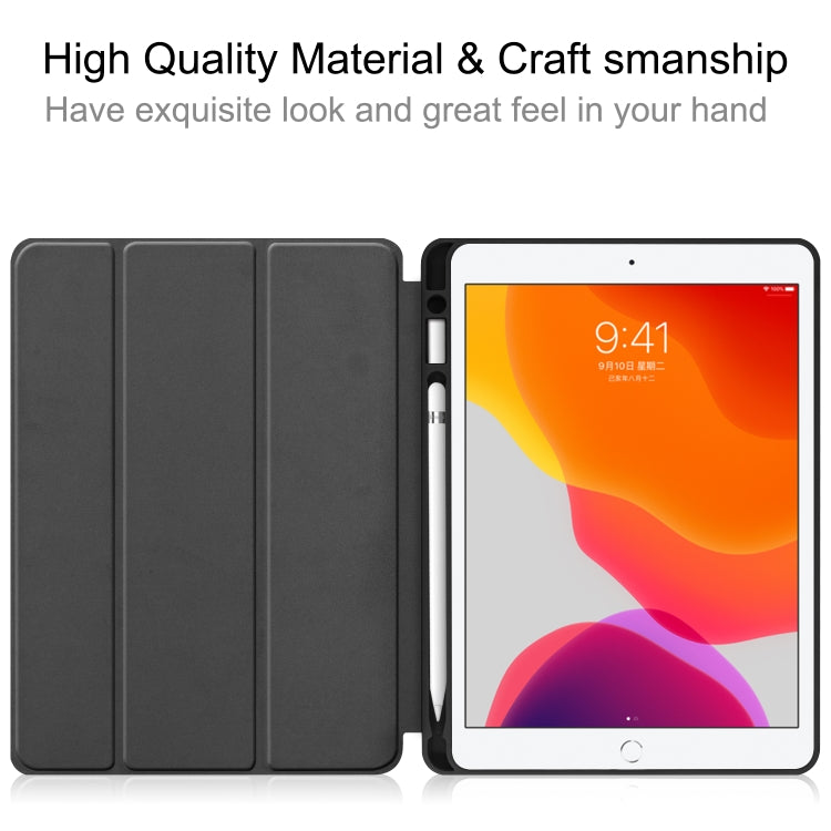 Per iPad 10.2 2021/2020/2019 Custer Texture Custodia in pelle Smart TPU con vibrazione orizzontale con funzione di sonno/sveglia e supporto triplo pieghevole e slot per penna, For iPad 10.2