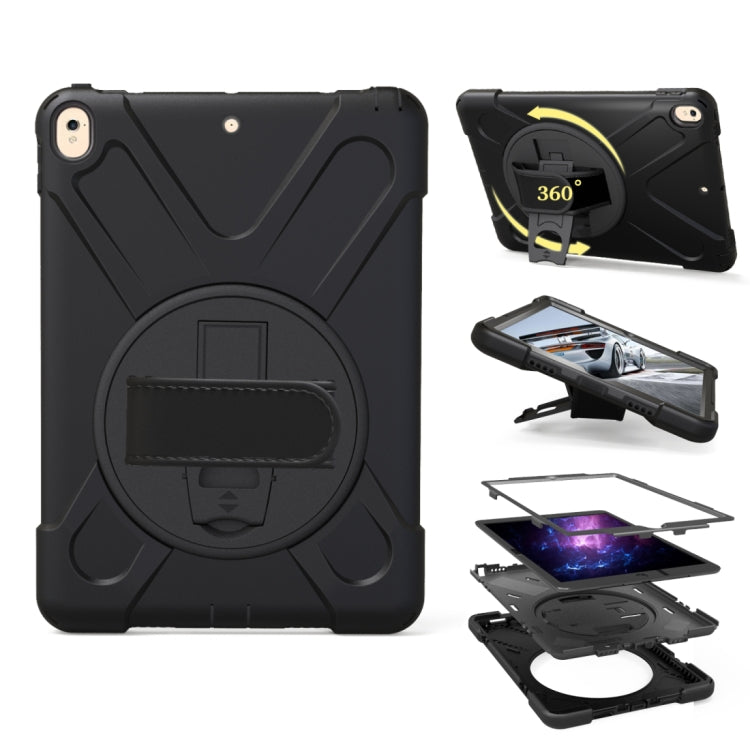 Per iPad Pro da 10,5 pollici con rotazione a 360 gradi PC + custodia protettiva in silicone con supporto e cinturino da polso, For iPad Pro 10.5 inch