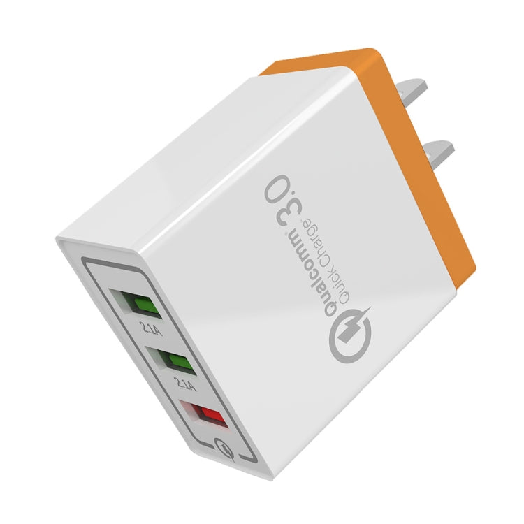 AR-QC-03 Caricatore da viaggio caricabatterie rapido con 3 porte USB 2.1A, presa USA, AR-QC-03 US, AR-QC-03 US Plug Blue