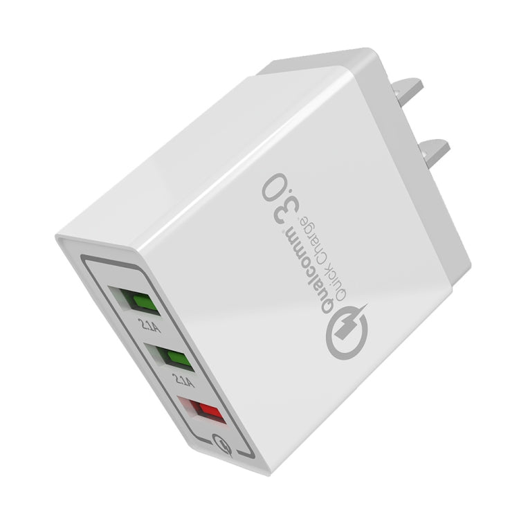 AR-QC-03 Caricatore da viaggio caricabatterie rapido con 3 porte USB 2.1A, presa USA, AR-QC-03 US, AR-QC-03 US Plug Blue