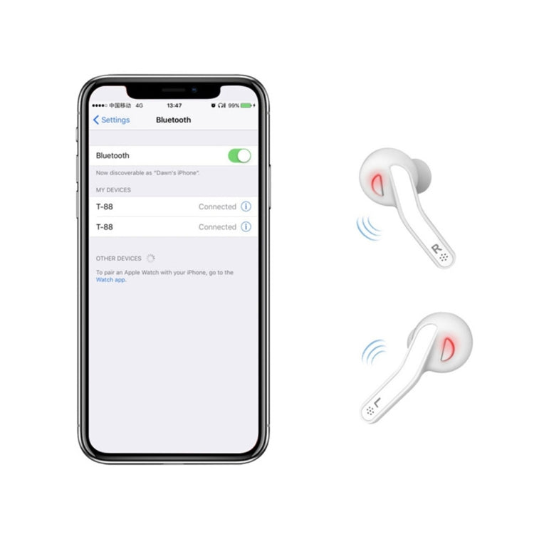 Auricolari stereo wireless T-88 TWS Bluetooth V5.0 con scatola di ricarica magnetica