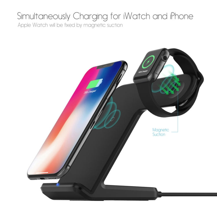Caricabatterie wireless magnetico verticale F11 per ricarica QI di telefoni cellulari standard e serie Apple Watch