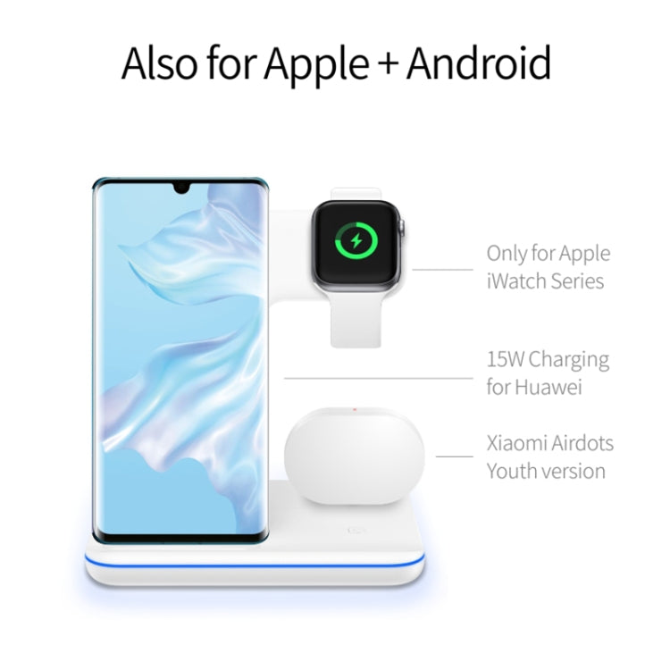Caricabatterie wireless magnetico verticale Z5 QI per telefoni cellulari, Apple Watch e AirPods / Xiaomi Redmi AirDots, con luce ad anello tattile, Z5
