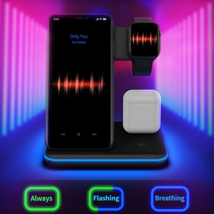 Caricabatterie wireless magnetico verticale Z5 QI per telefoni cellulari, Apple Watch e AirPods / Xiaomi Redmi AirDots, con luce ad anello tattile, Z5
