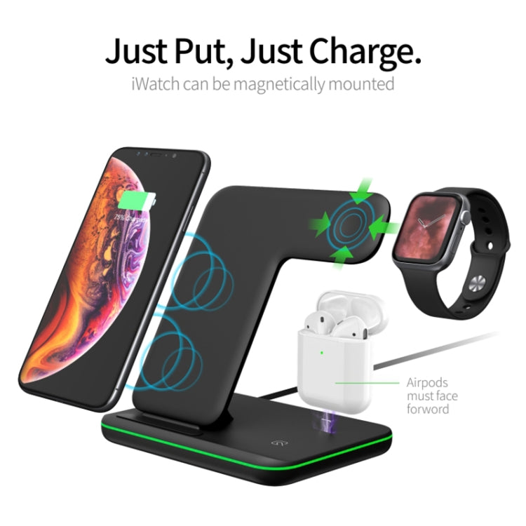 Caricabatterie wireless magnetico verticale Z5 QI per telefoni cellulari, Apple Watch e AirPods / Xiaomi Redmi AirDots, con luce ad anello tattile, Z5