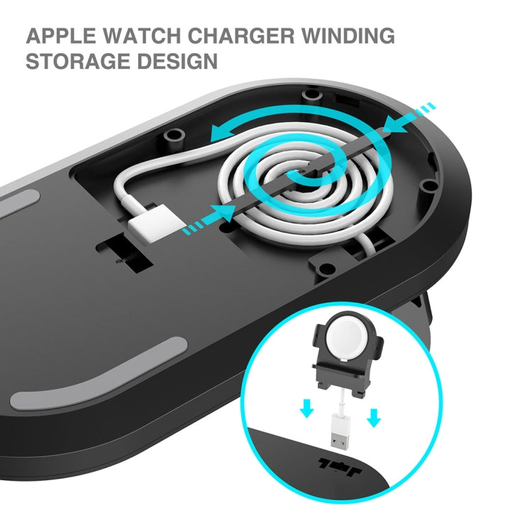 A04 Caricabatterie wireless standard Qi multifunzione 3 in 1 per telefoni cellulari, iWatch e AirPods